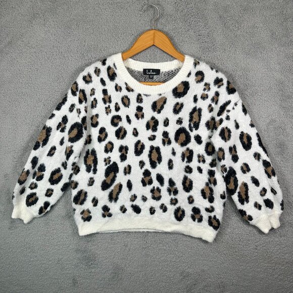 Free Spirited White Leopard Print Knit Sweater - Picture 3 of 10